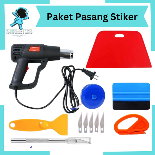PAKET LENGKAP Alat Bantu Pasang Stiker Kacafilm Skotlet Mobil Motor Beat Full Body 2000W Heat Gun Pe