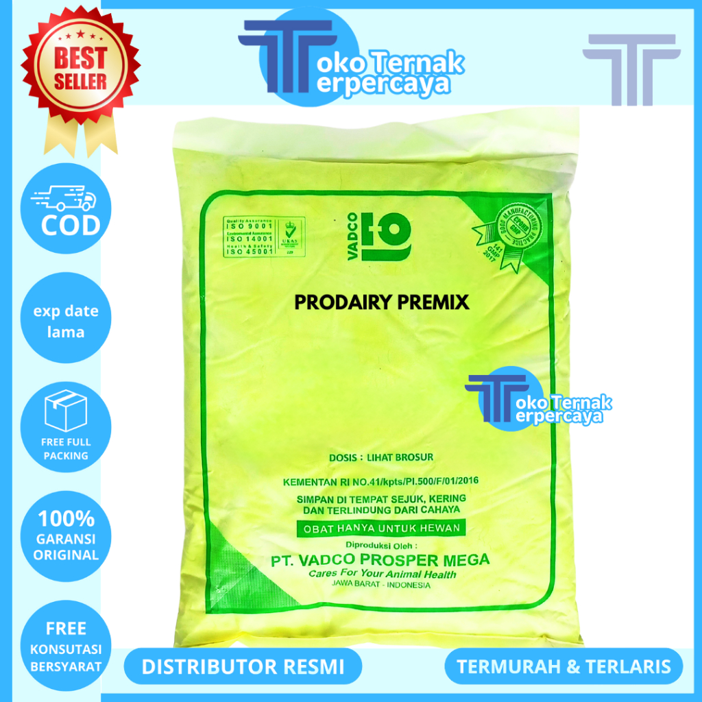 PRODAIRY PREMIX 1 KG VADCO - Premix Mineral & Multivitamin untuk Produktivitas Sapi Kambing Domba