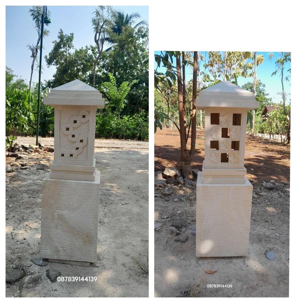 lampion batu alam paras jogja hiasan taman