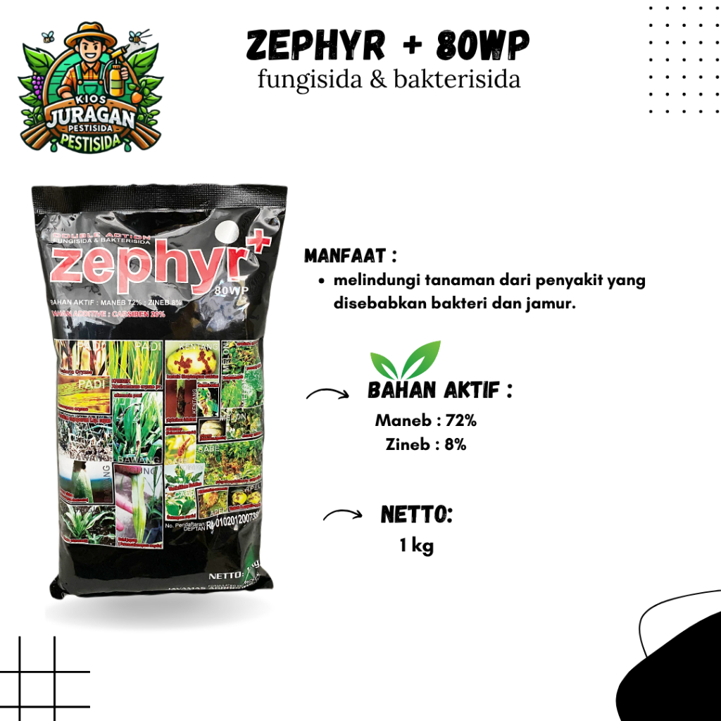 ZEPHYR 80WP 1KG FUNGISIDA dan BAKTERISIDA PENGENDALI PENYAKIT TANAMAN