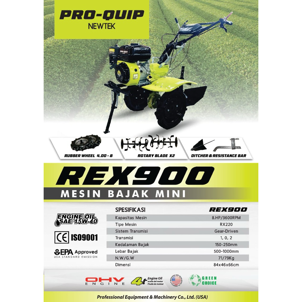 Mesin Traktor Mini Cultivator PROQUIP REX900 8HP / Traktor Bajak Sawah Basah Kering Pembajak Tanah L