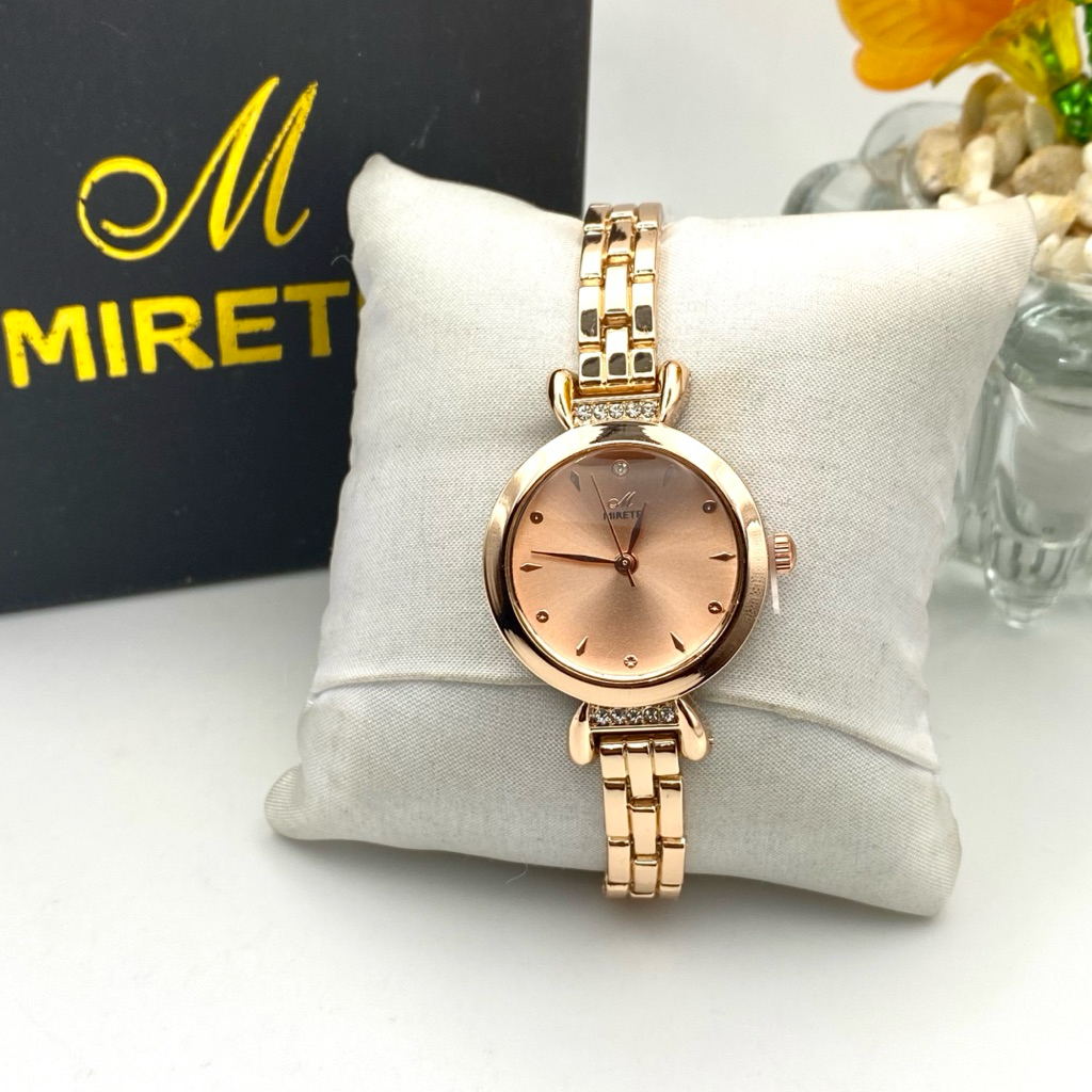MIRETE Jam Tangam Wanita Tipe-272 Bahan Stainless Ikatan Rantai Analog Quartz Fashion Mewah Mirete P