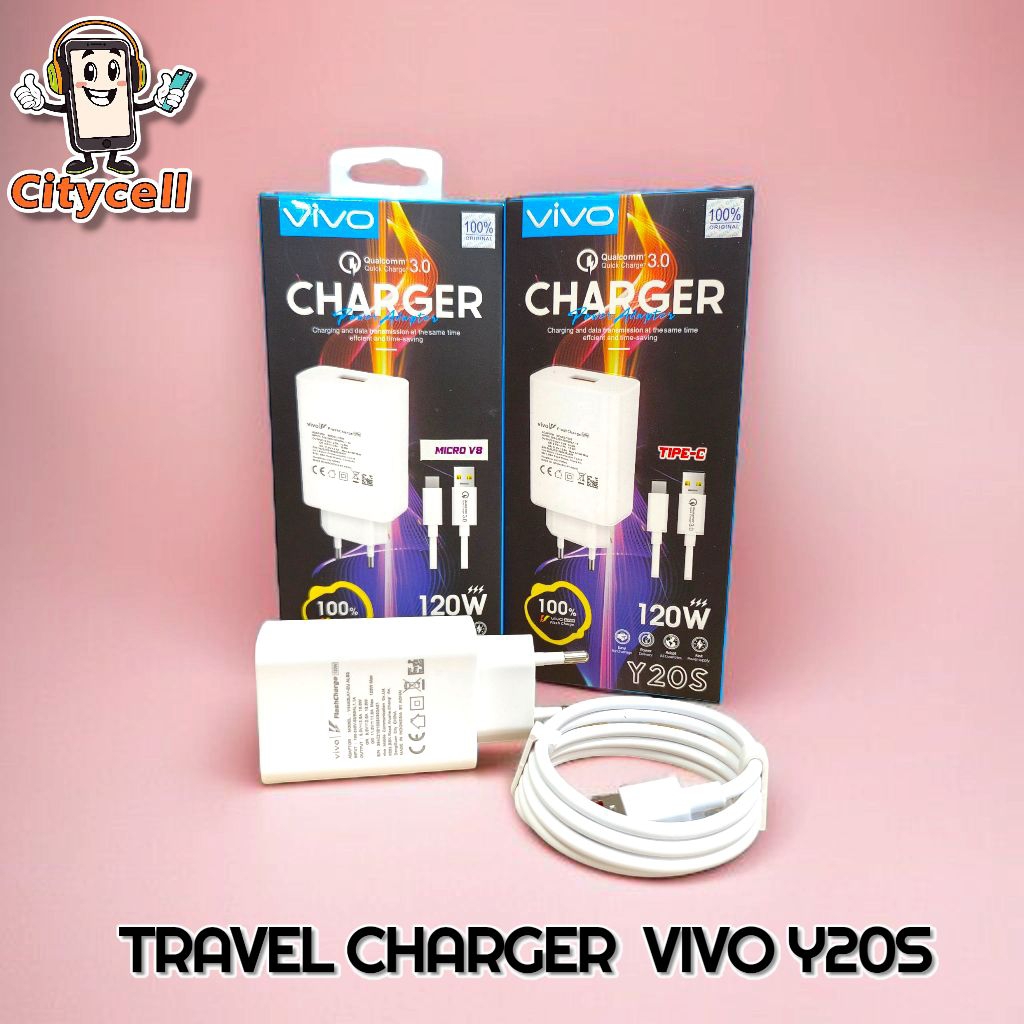 Travel Charger Vivo Y20s 120W Fast Charging Casan HP Android USB Micro & Type C