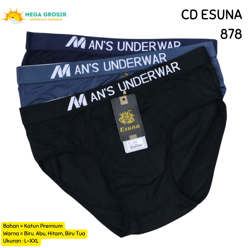 ISI 3 / CD Pria Esuna 878 ukuran XL-XXL - Celana Dalam Laki / Pakaian Dalam Pria