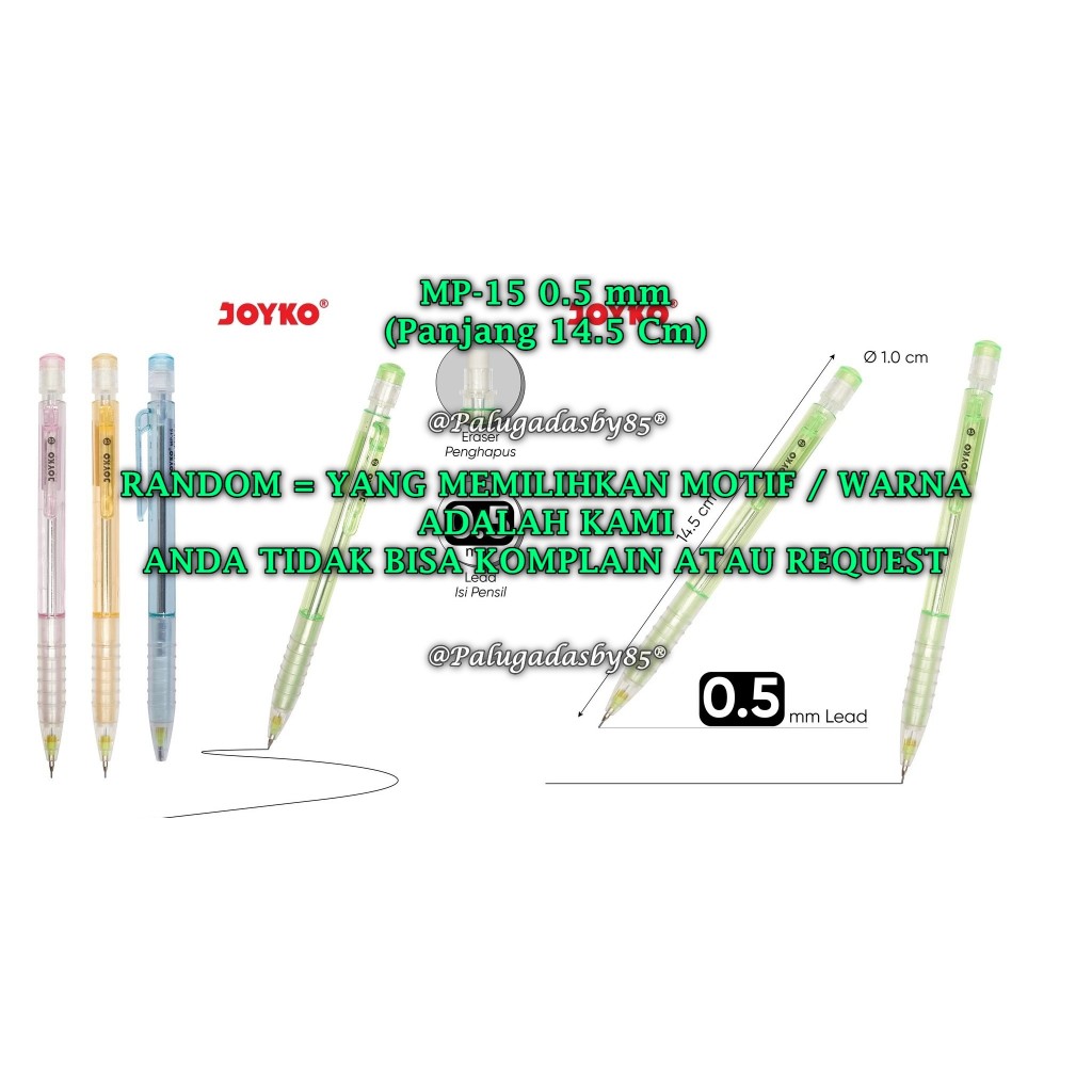 

(1 Biji) GROSIR Pensil Mekanik JOYKO MP-15 0.5 mm / Mechanical Pencil Joyko MP-15 0.5 mm (1 Biji)