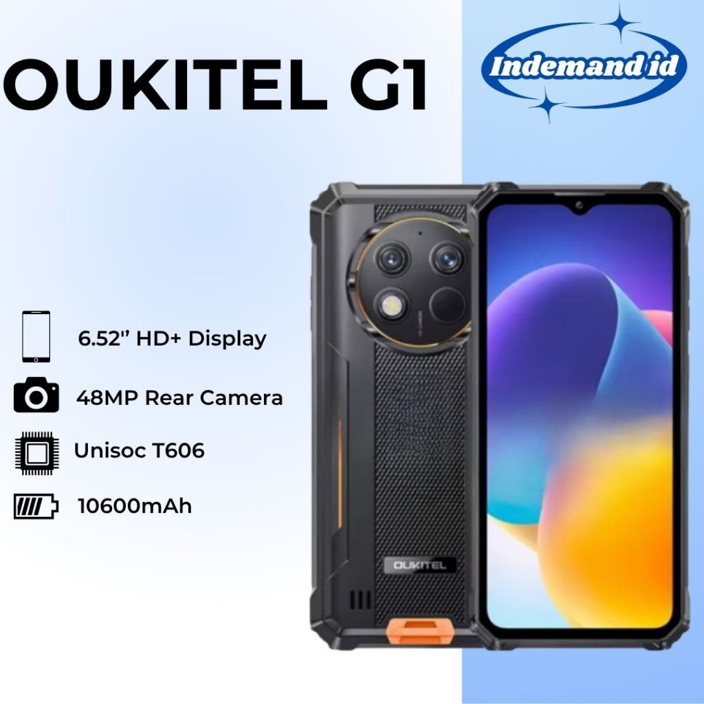 Oukitel G1 6.52" 60Hz HD 24GB 256GB 10600mAh Android 14 Rugged Phone 48MP