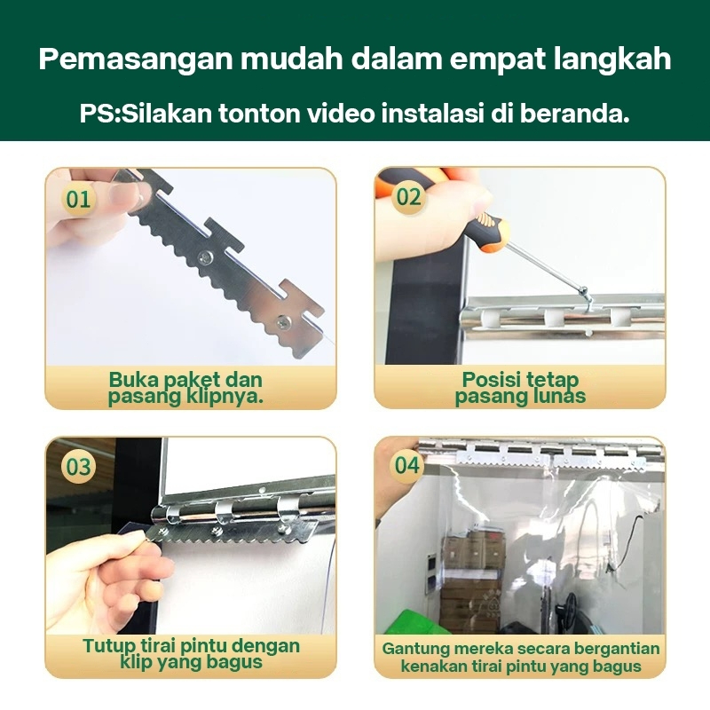 Tirai PVC Eleganbahan plastik PVC Tirai Plastik Komplit Clear Bening Tirai Pvc Paket TS Tirai Magnet