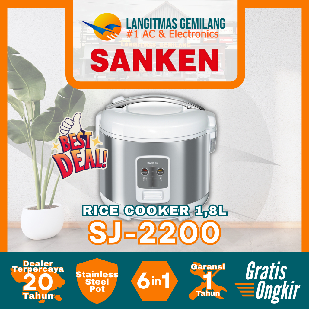 SANKEN RICE COOKER 1,8 Liter SJ-2200