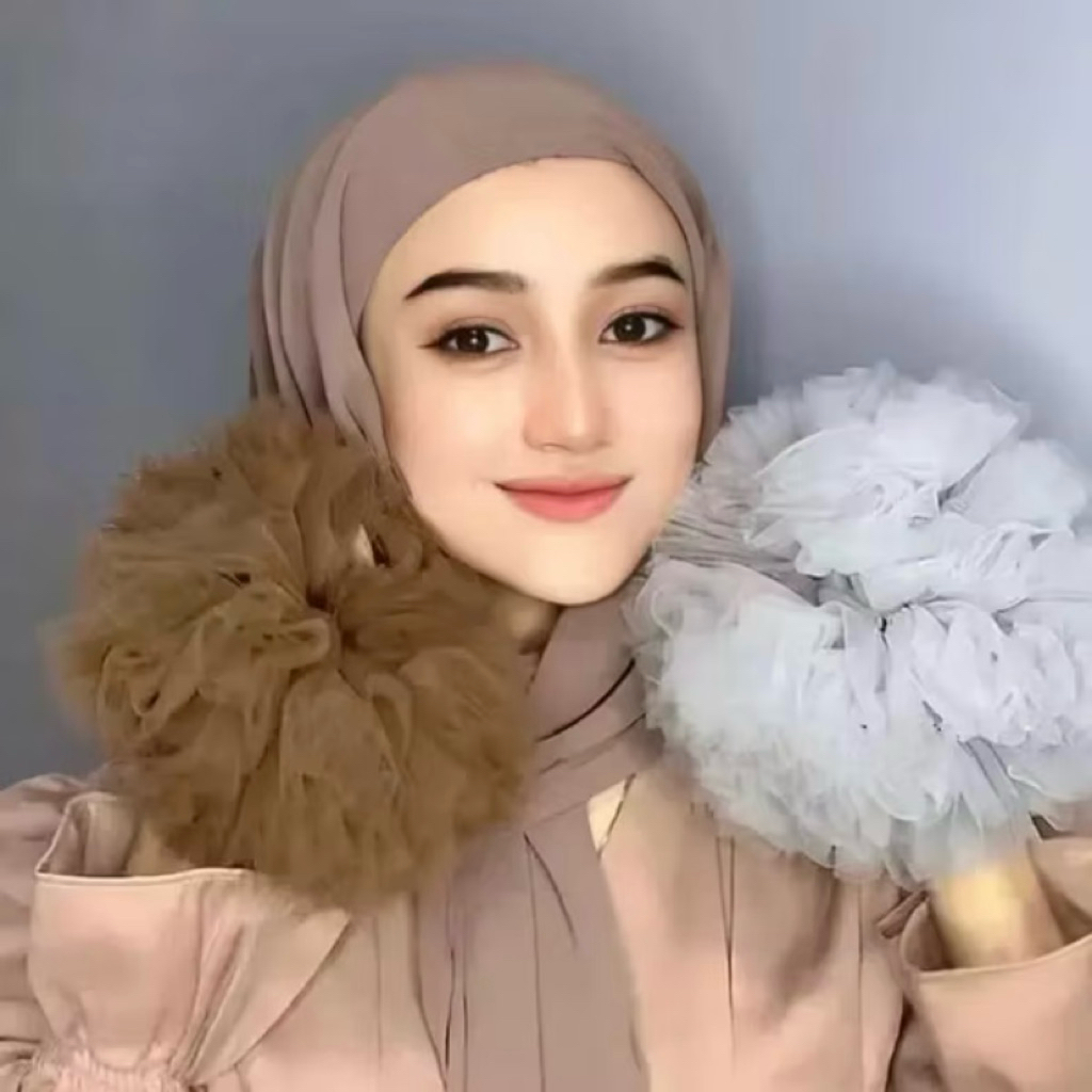 CEPOL SCRUNCHIE HIJAB TILE JUMBO BERVOLUME IKAT RAMBUT BAHAN TILE PREMIUM CEMPOL JILBAB ANTI PUSING 