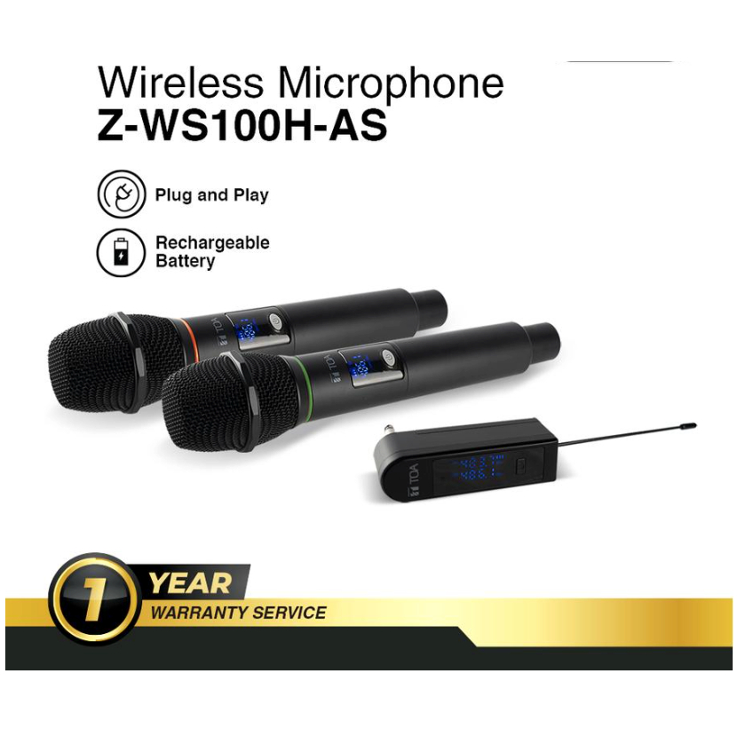 Mic Wireless ORIGINAL TOA Z-WS100H Tanpa Kabel Nirkabel 2ch Handheld Besar Mikrofon Nyanyi Karaoke P