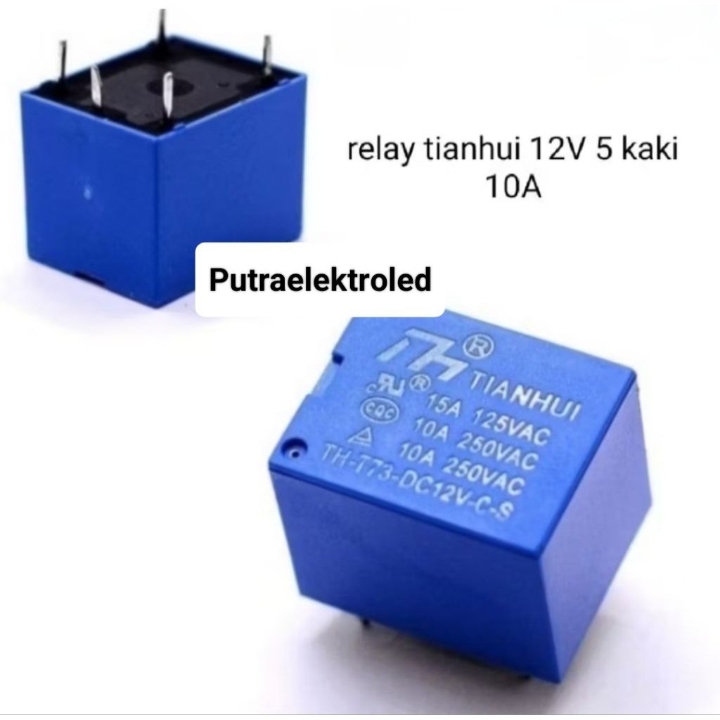 Relay DC 12V 10A 5pin Relay TIANHUI / Riley DC 12V 10 Amper 5kaki