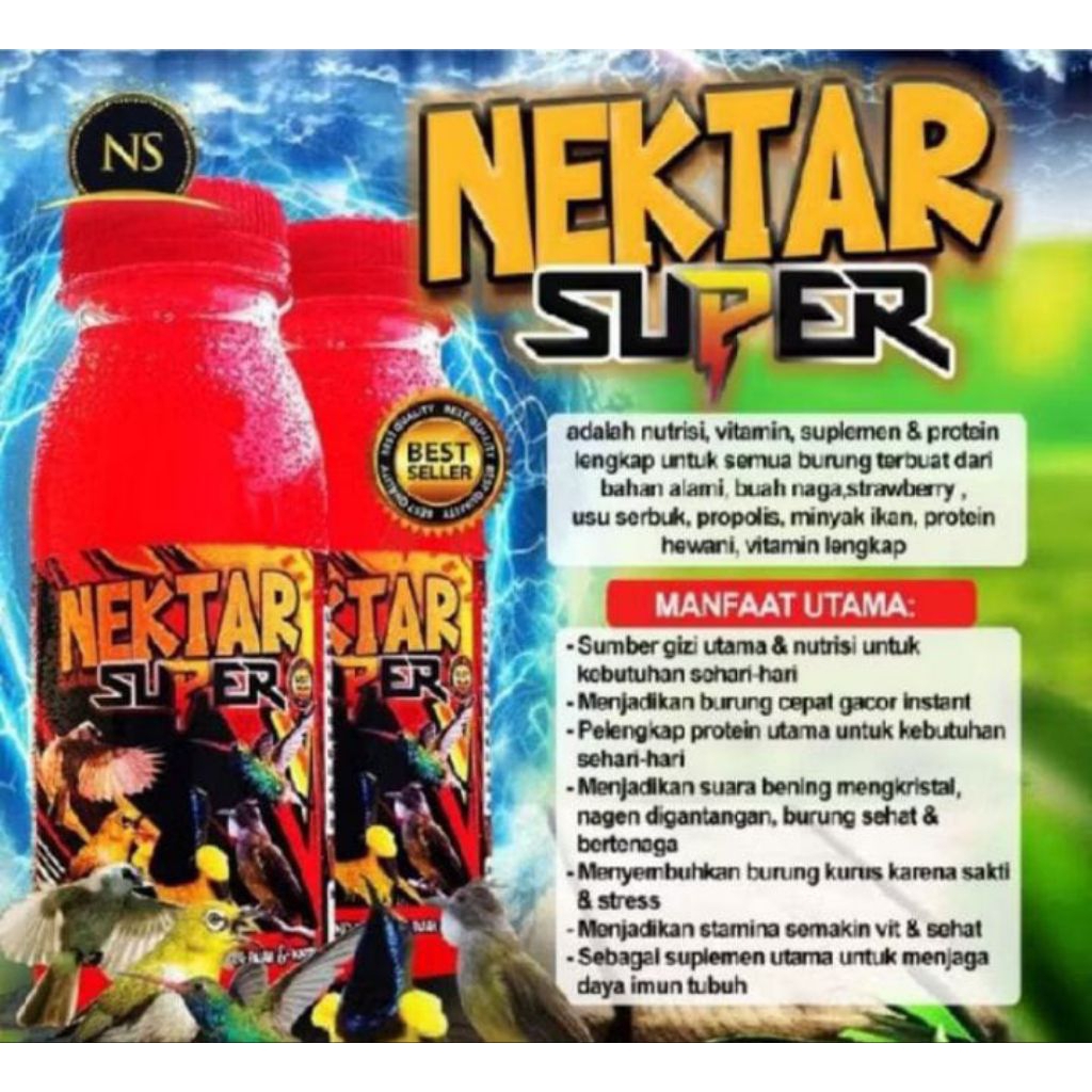 Nektar Super Merah 150ml Terbaik Untuk Sogon Pleci Kolibri Burung Kicau (Best Seller)