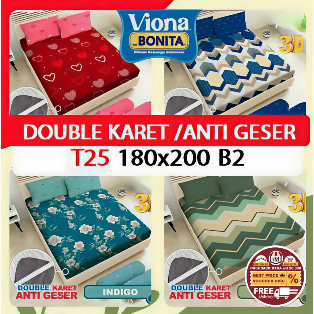 T25 Sprei VIONA by BONITA King Size Uk 180x200 T25 Motif Aria Ayumi Aurelia Alesa Lorenzo Revaldo Ta