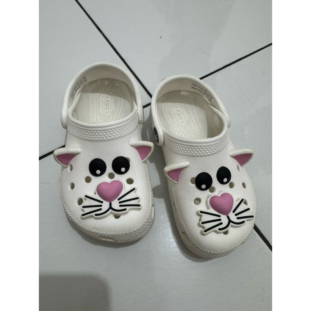 crocs kids cat kuning preloved original