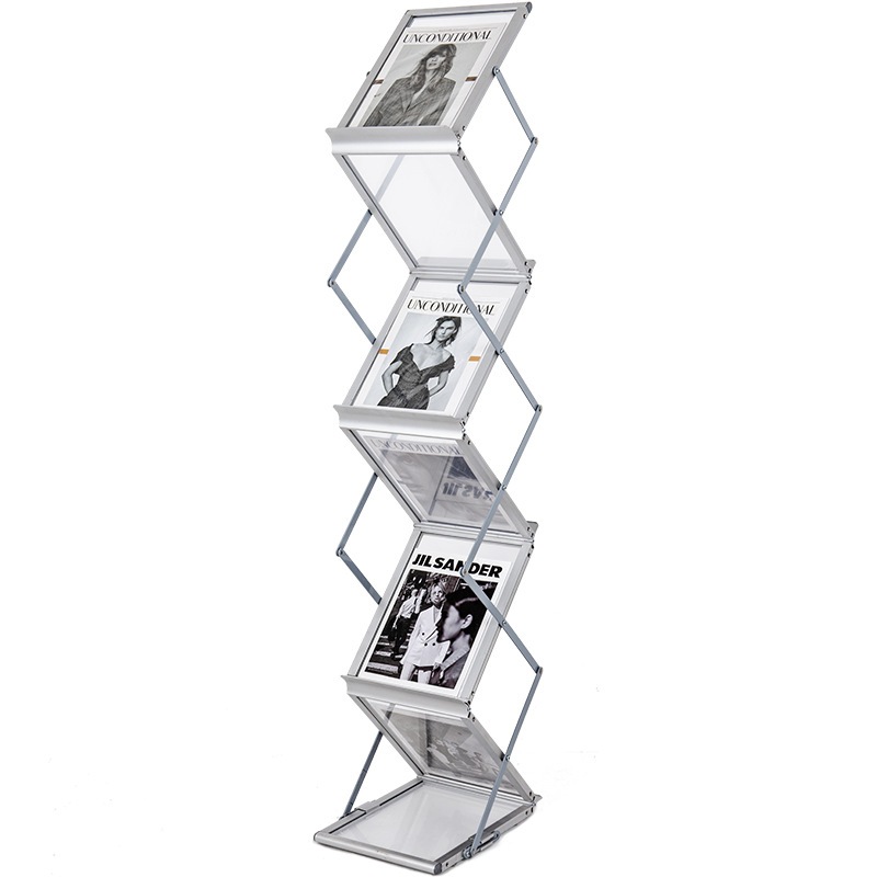 Rak Brosur Lipat 7 Susun / Rak Majalah Display Portable / Rak Pameran Besi Lipat