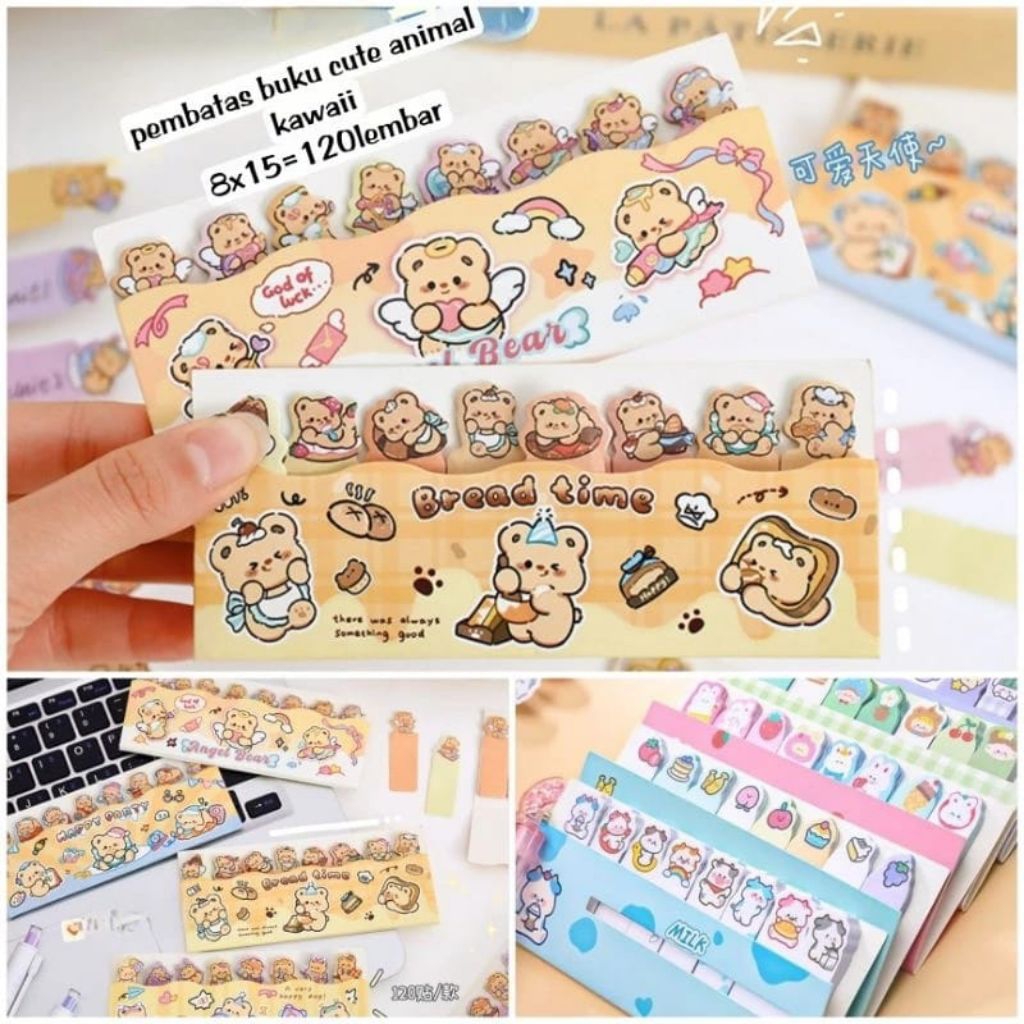 

Sticky notes Pembatas atau Penanda Buku Catatan Karakter Lucu 8 in 1 isi 120 lembar