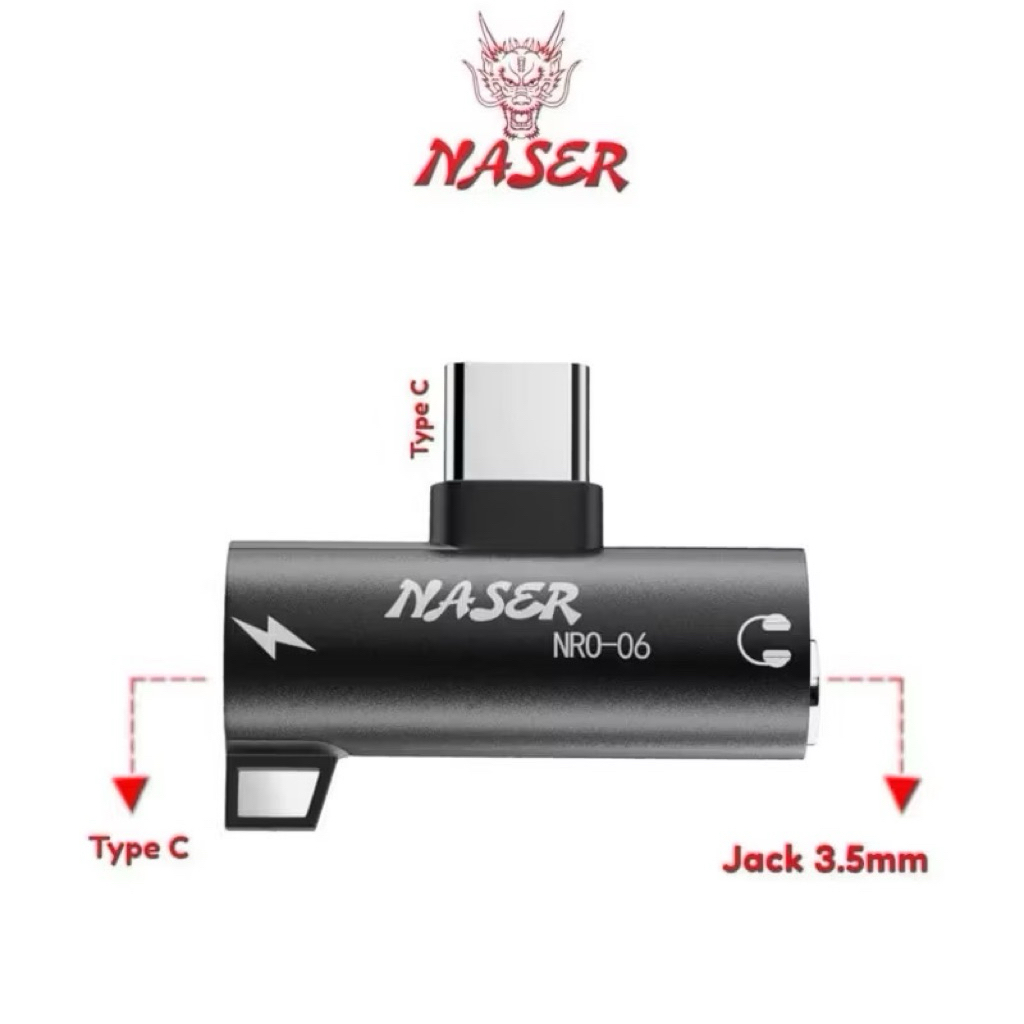 NASER OTG TYPE C TO 3.5MM AUDIO NRO-06 / OTG SPLITER CONVERTER 2IN1 SAMBUNGAN HEADSET DAN CHARGER US