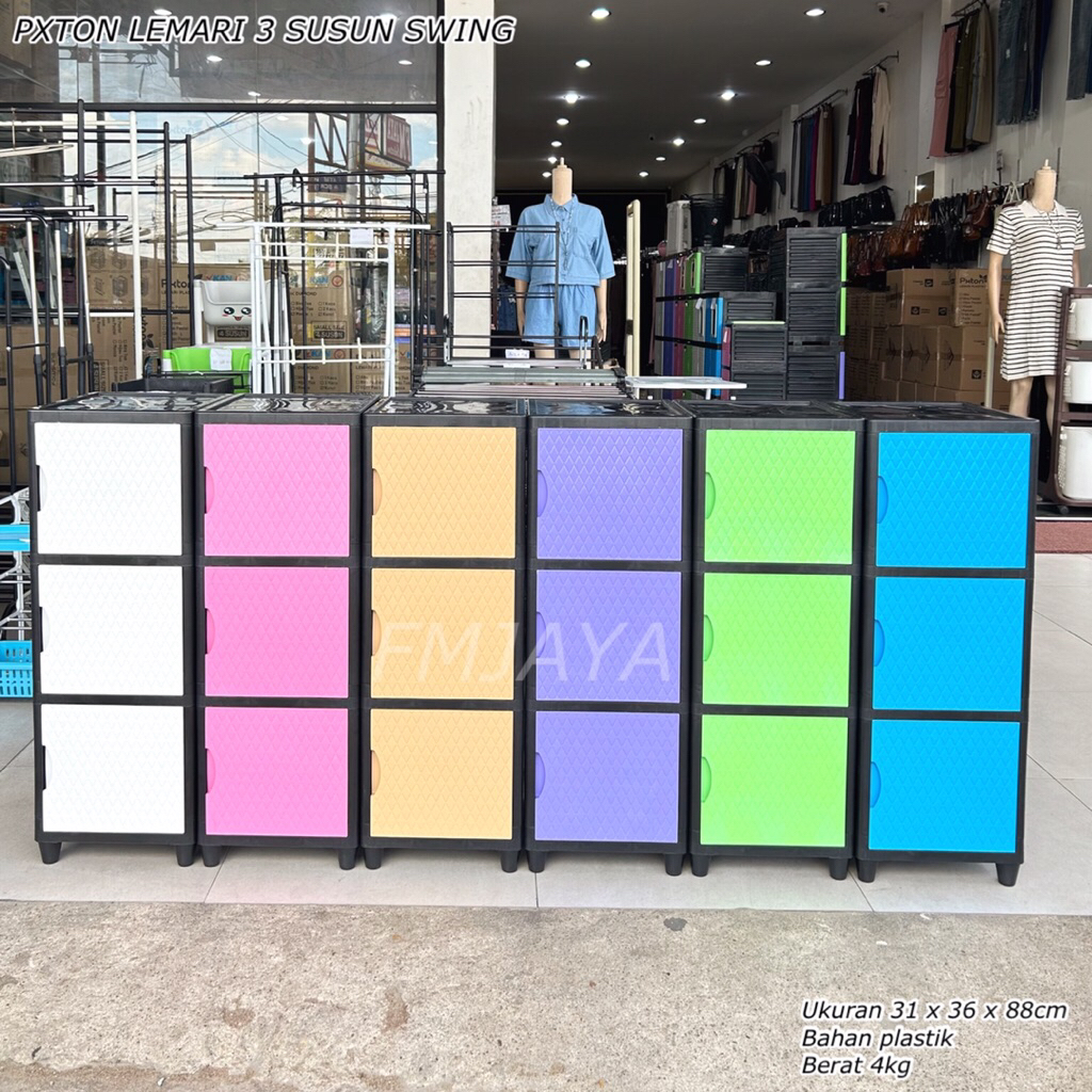 [GP77] PXTON LEMARI 3 SUSUN SWING || LEMARI PLASTIK SERBAGUNA || LEMARI PAKAIAN PORTABLE || LEMARI S