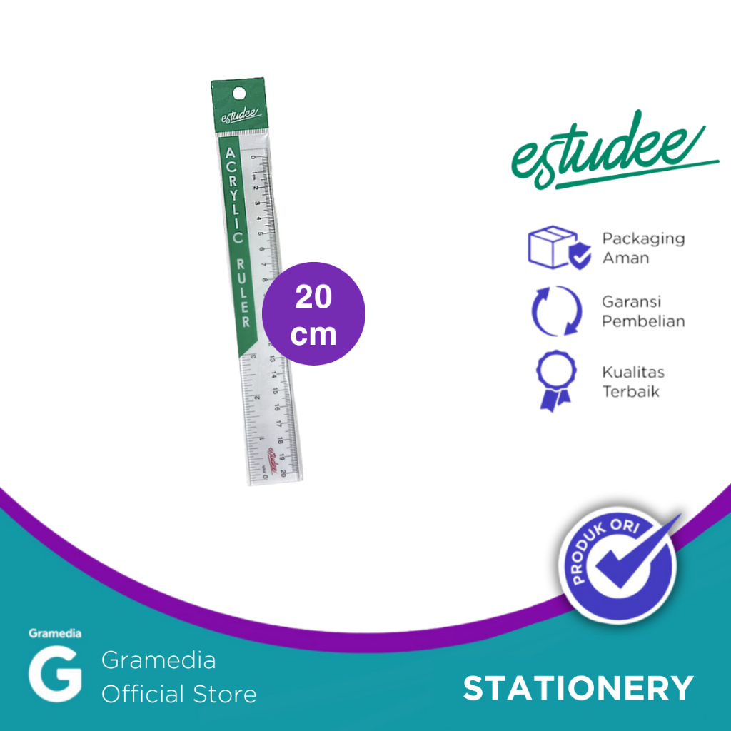 

Gramedia Pettarani - PENGGARIS ESTUDEE ACRYLIC RULER 20CM
