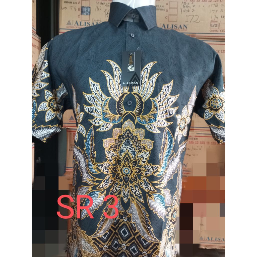 Batik Alisan lengan pendek reguler, kemeja batik Alisan lengan pendek