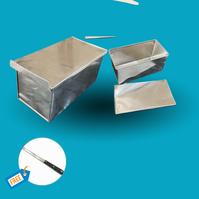 Loyang Roti Tawar Aluminium Ukuran 26x10x7 cm dengan Tutup Lepas | Loyang Roti Aluminium Anti Lengke