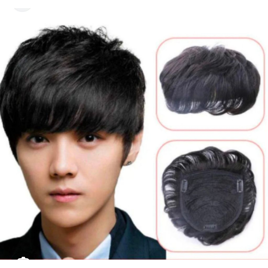WIG PENUTUP BOTAK PRIA /Toupe penutup botak pria warna hitam rambut pendek