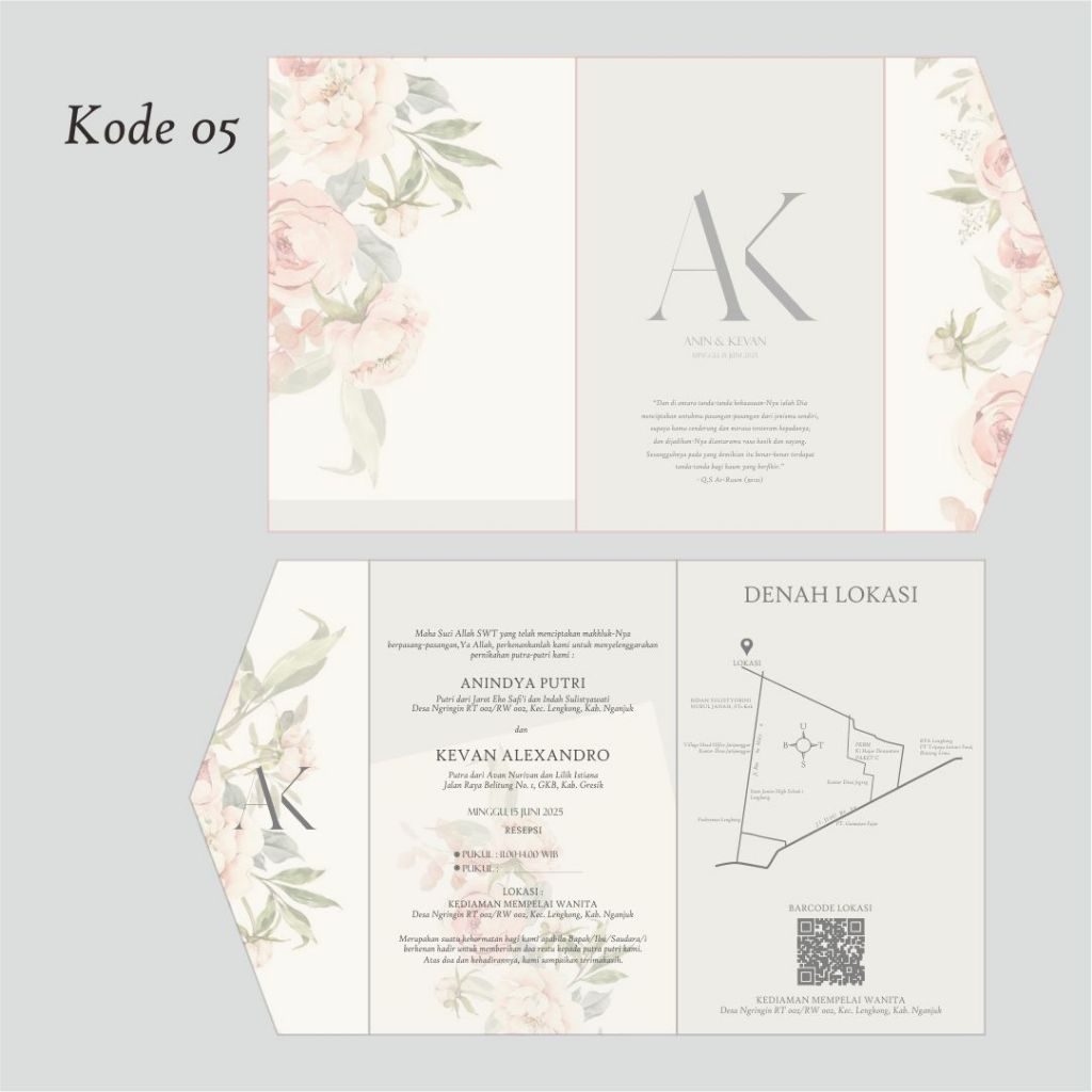 threefold invitation | Undangan Pernikahan Softcover Lipat 3