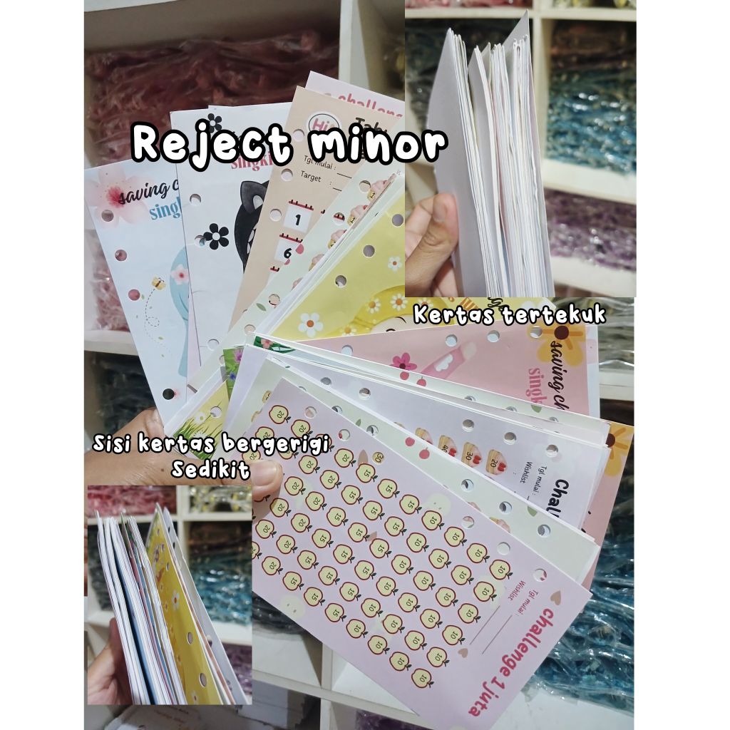 

10 Kertas Saving challenge reject MURAH kertas 200 gsm reject minor, budgeting menabung,