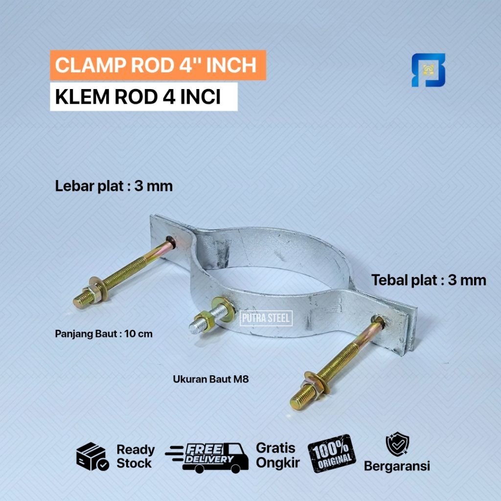 Klem Rod 4 inci / Klem Tiang Fiber Optik / Klem Aksesoris Tiang