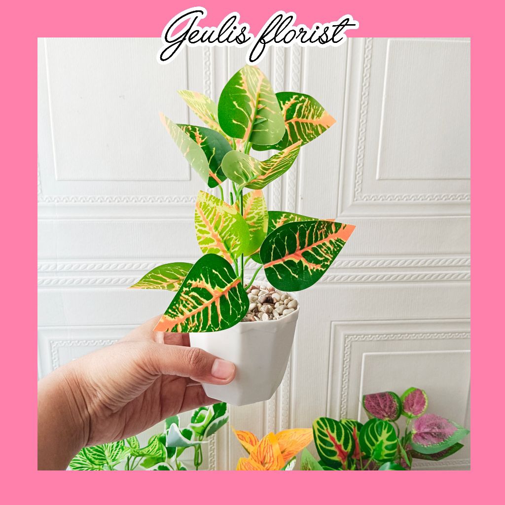 GF Bunga hias artifial aglonema sudah set dengan pot/ dekorasi/ bunga hias plastik/bunga ruang tamu