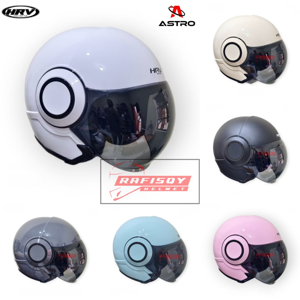 Helm half face HRV ASTRO kaca hitam DEWASA SNI - helmet astronot retro classic
