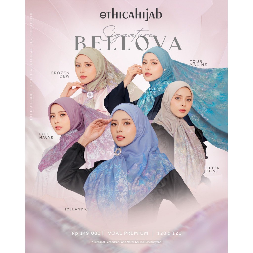 TERMURAH SIGNATURE BELLOVA  HIJAB VOAL PREMIUM SCARF KEKINIAN BY ETHICA HIJAB TERBARU
