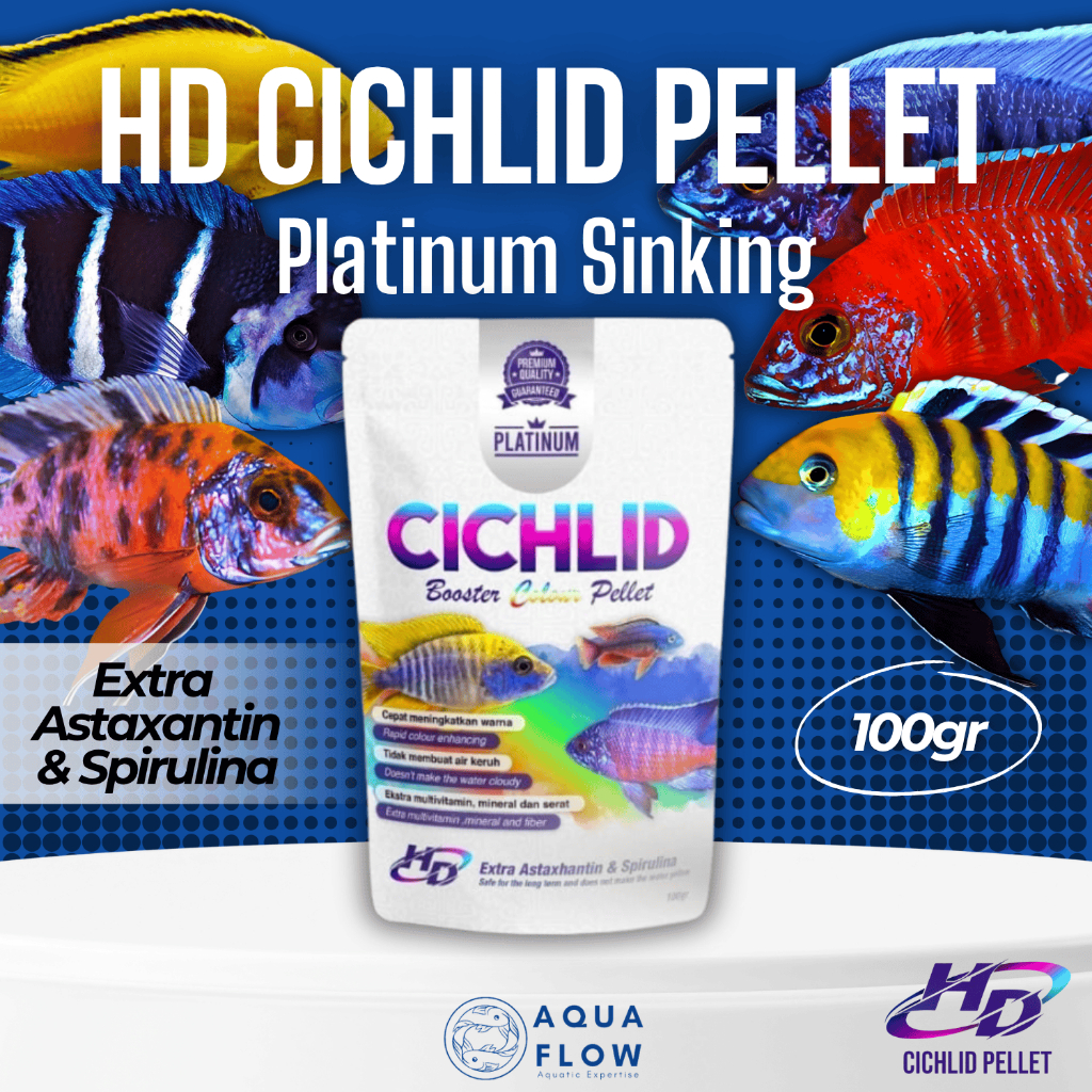 Pelet Ikan Hias HD Cichlid Pellet Platinum Sinking 100gr / pakan cichlid / makanan ikan / pelet cich