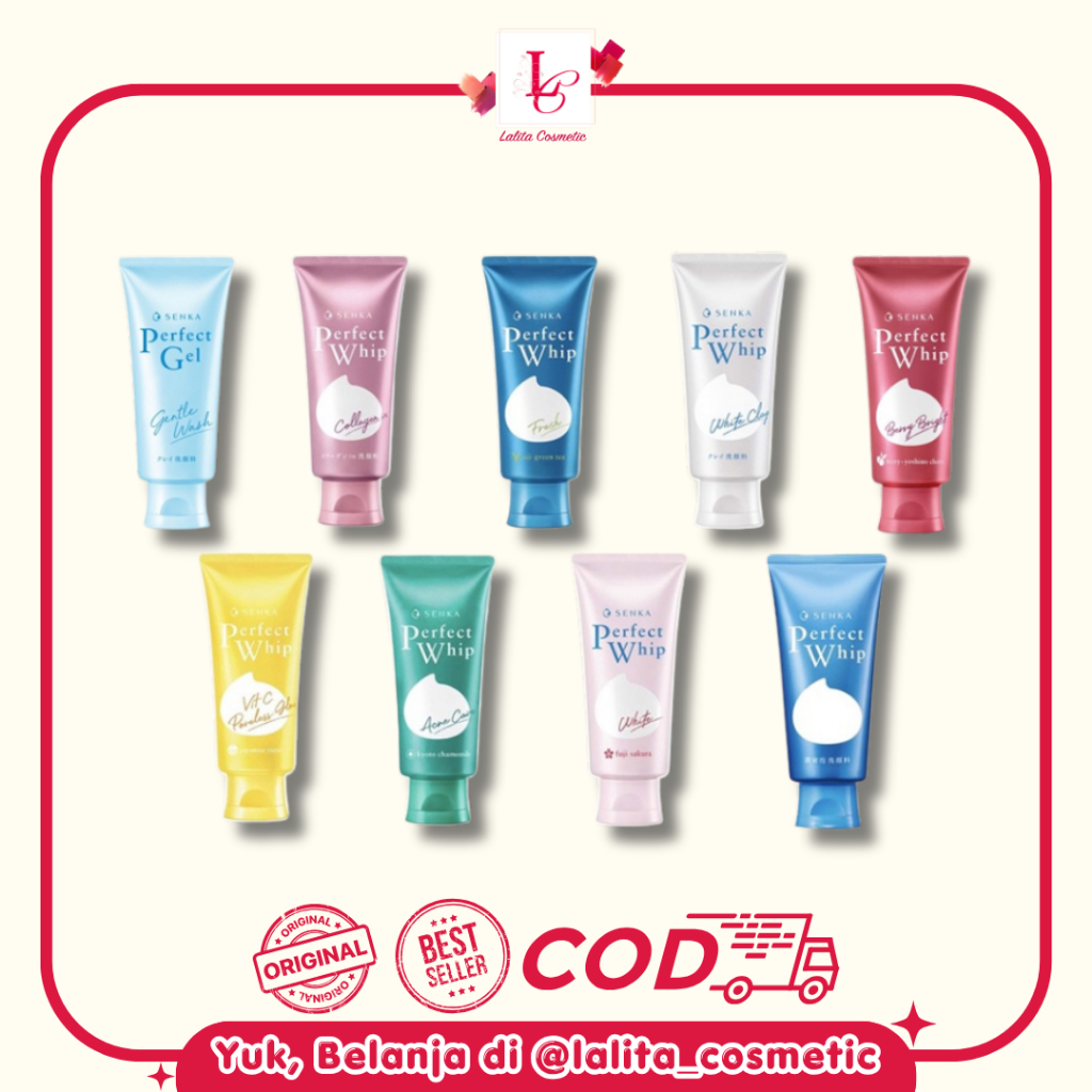 SENKA 50gr & 100gr & 120gr Perfect Whip | White Clay | Vibrant | Fresh Anti Shine | Sakura | Acne Ca