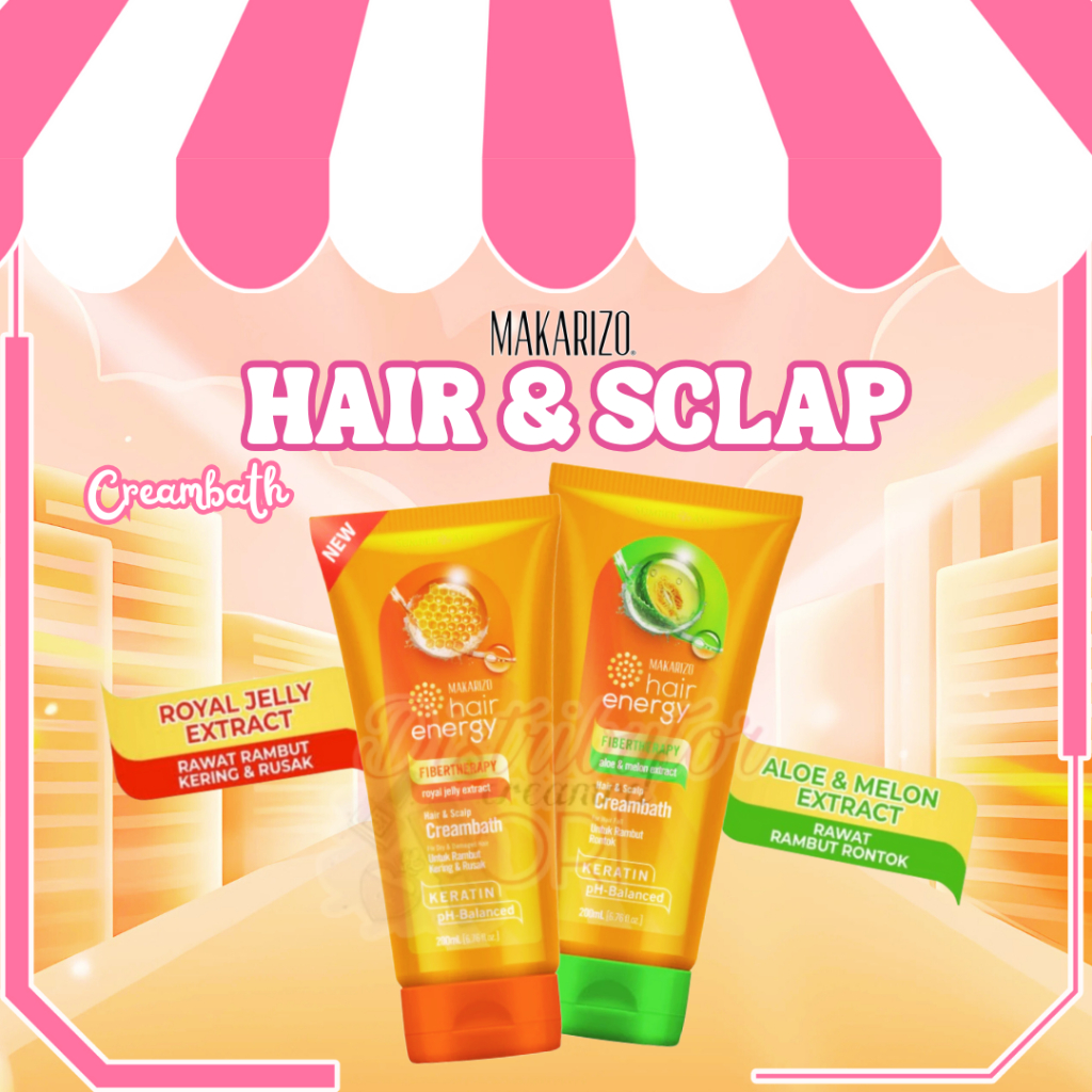MAKARIZO FIBERTHERAPY HAIR AND SCALP CREAMBATH ALOE & MELON EXTRACT CREAMBATH TUBE 200ML | BPOM