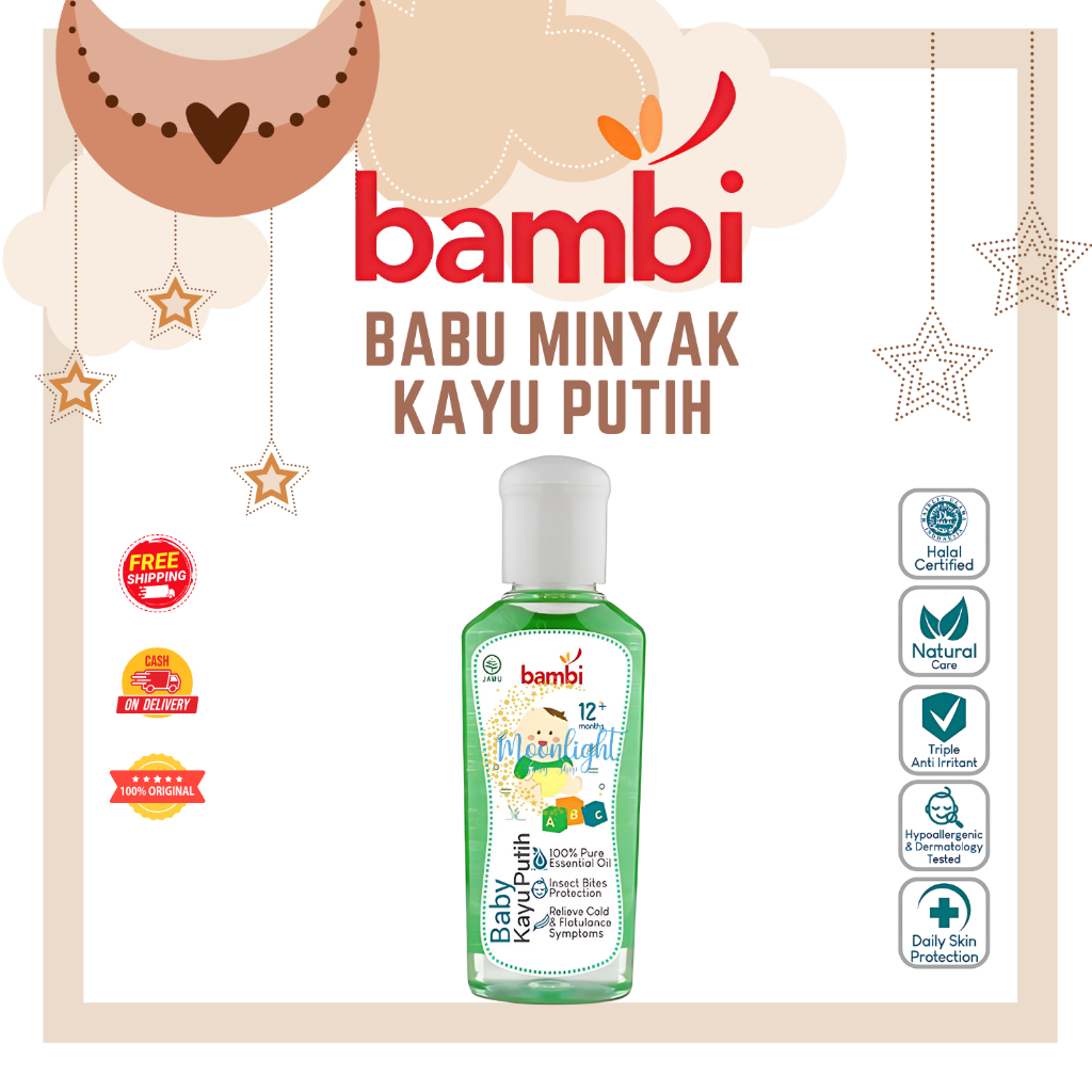 Bambi Baby Minyak Kayu putih 60ml 1+ | Minyak Kayu Putih Kulit Normal - Sensitif | Menghangatkan Tub