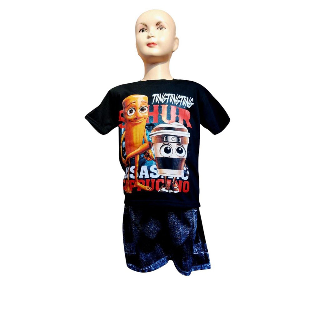 Sasa Setelan Pendek Anak Laki-Laki  Gambar Tung-Tung Sahur/ Setelan main anak laki-laki /Baju Anak L