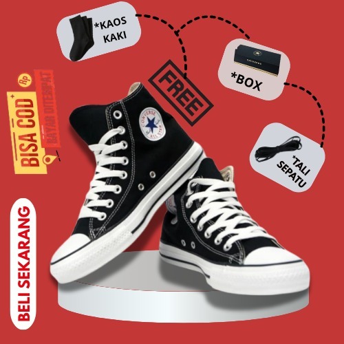 Sepatu Pria Hitam Tinggi | Sepatu All star Tinggi | Sepatu Sekolah Keren Kekinia