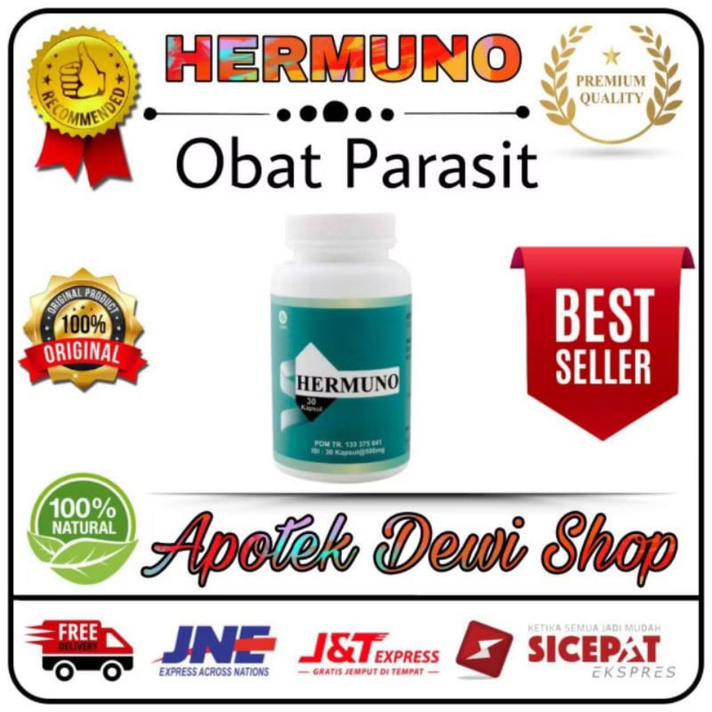 HERMUNO ASLI ORIGINAL OBAT ANTI PARASIT ISI 30 KAPSUL SUPLEMEN CACING DALAM TUBUH