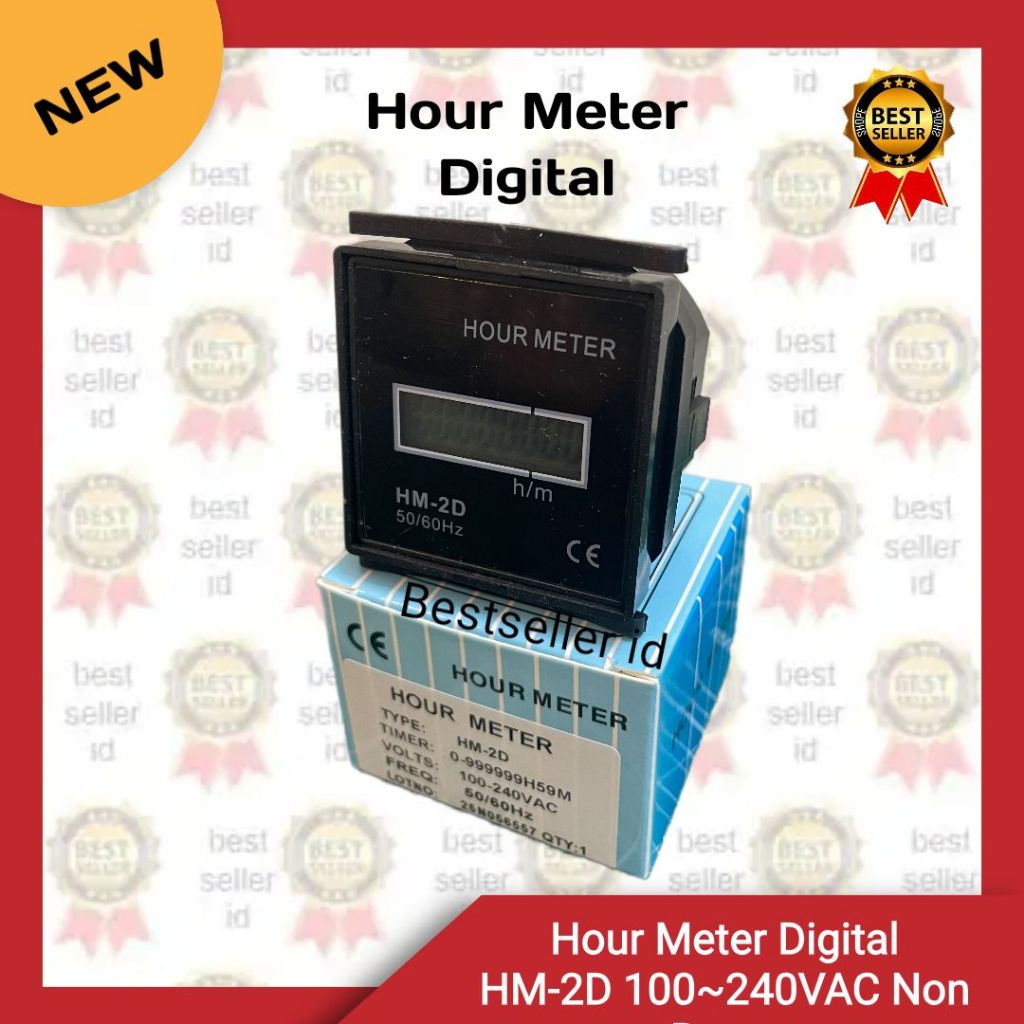 Hour Meter Digital HM-2D 100~240VAC 48x48mm Non Reset / Hour Meter Digital HM-2D 12~36VDC 48x48mm No