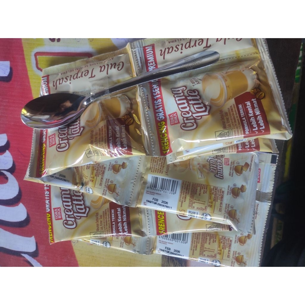 

Torabika creamy latte renceng 10 sachet @25 gr ( HARGA 1 DUS ) 1 free sendok sultan