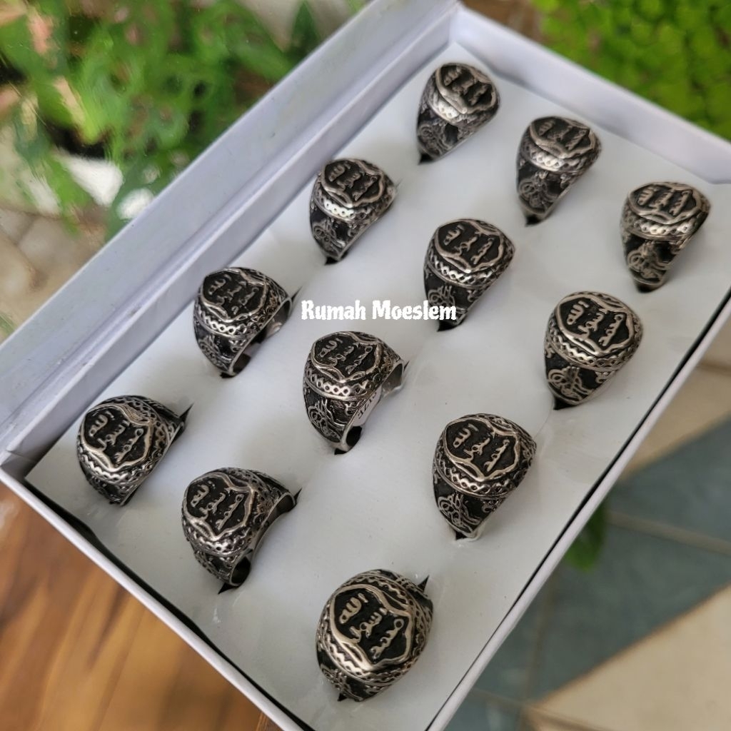 MDL05 Cincin Tauhid Terompah Rasul Box 12pcs Muslim Kaligraf Arab