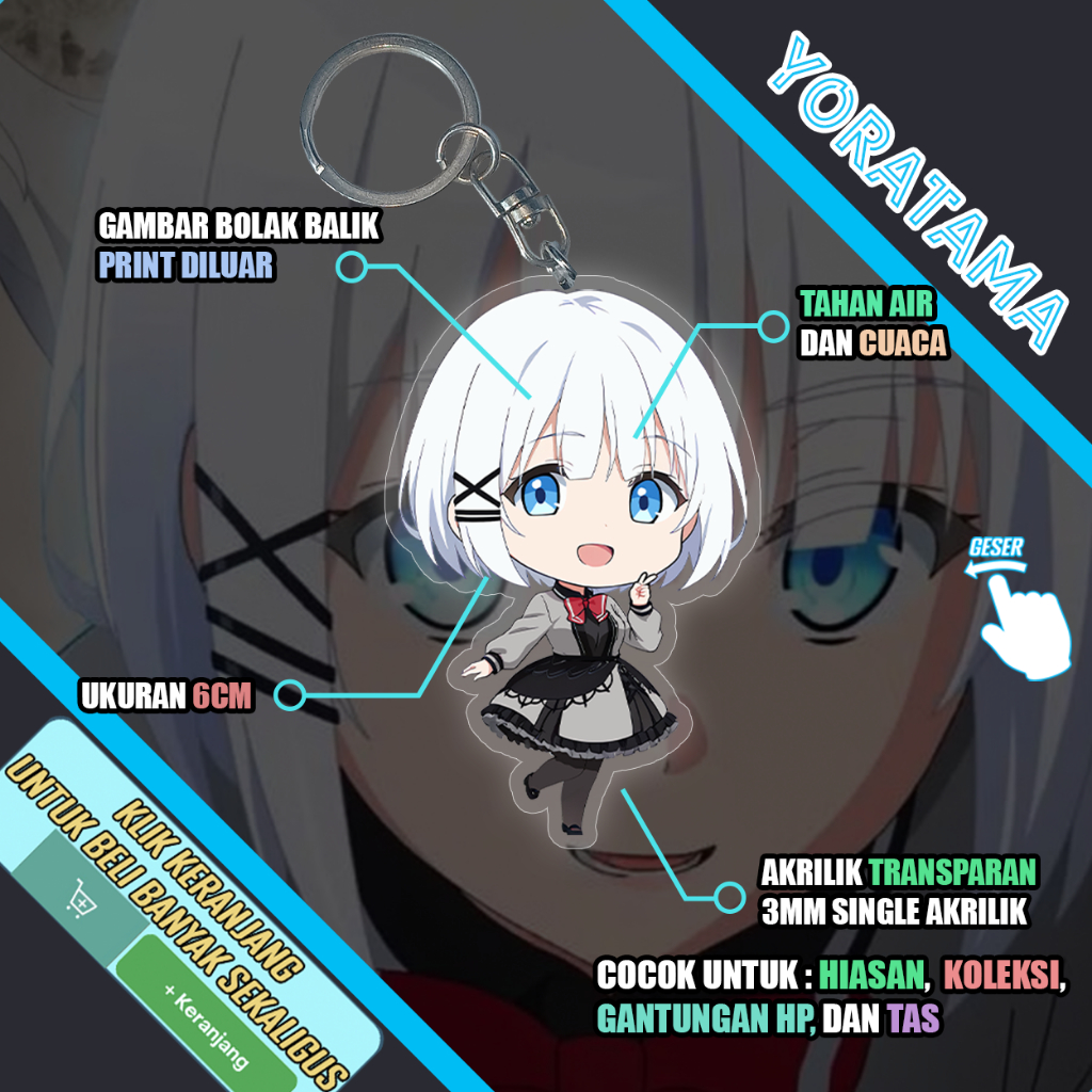 Gantungan Kunci Siesta Tantei Wa Mou Detective, Keychain Anime Lucu