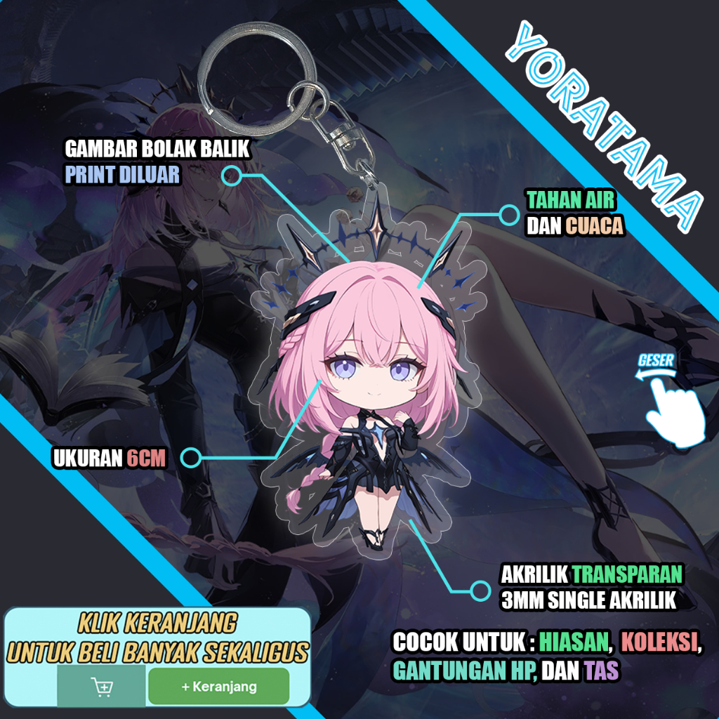 Gantungan Kunci Ishmael Punishing Gray Raven PGR, Keychain Anime Lucu