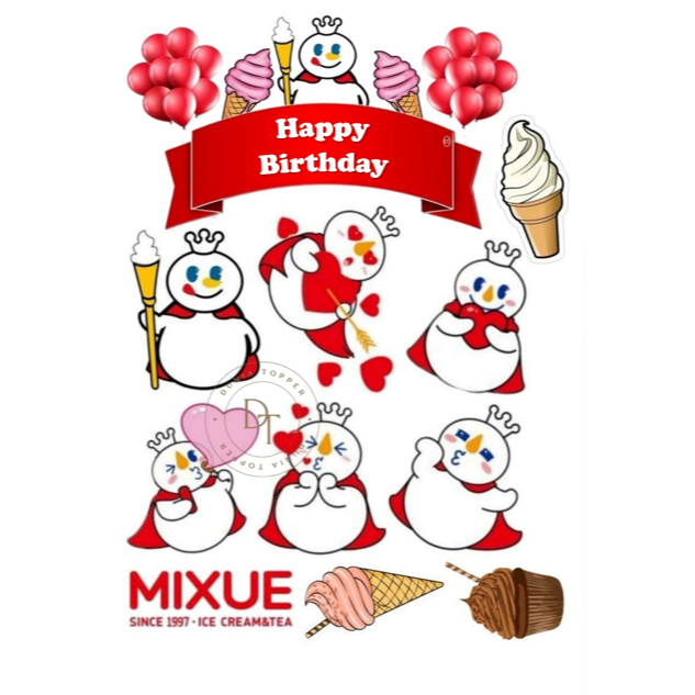 TOPPER Cake MIXUE Ice Cream Custom/Hiasan Kue ULTAH MIXUE
