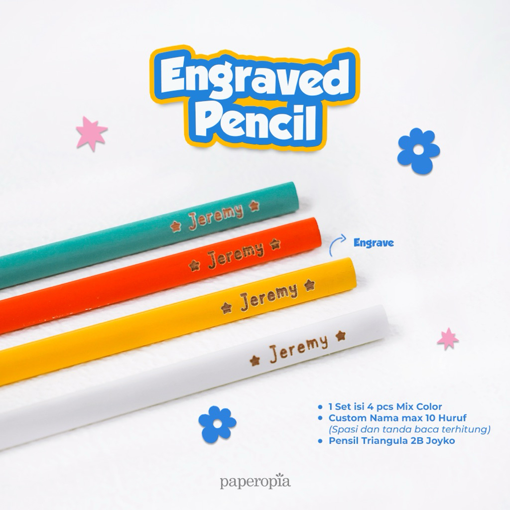 

Pensil Grafir Custom Nama | engrave pencil 2B triangular