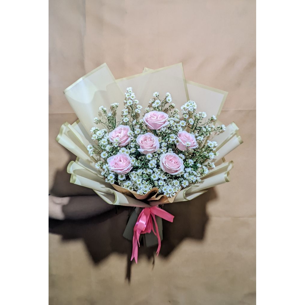 

buket bunga + bunga pikok begron coklat