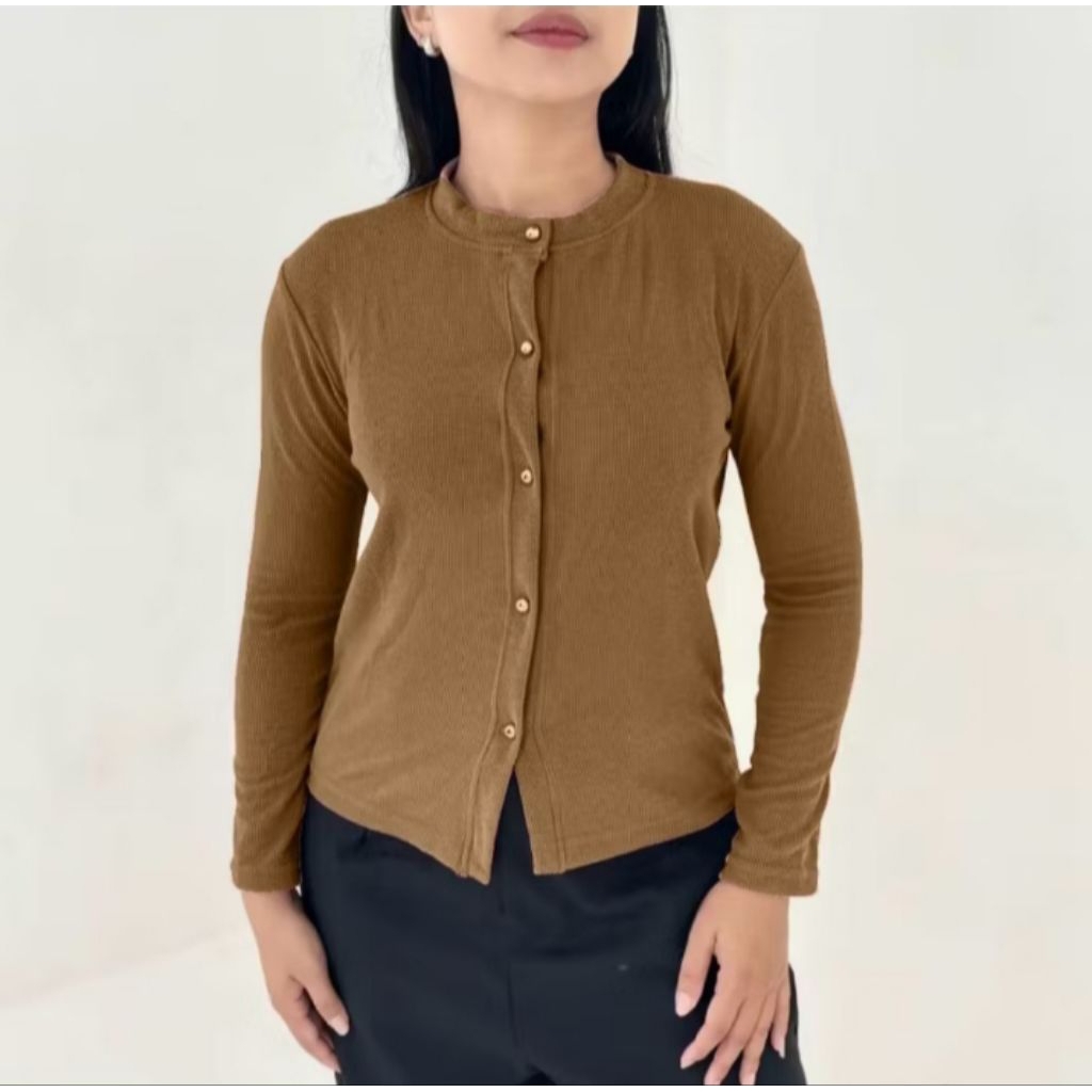 AMPANG. OUTFIT Lizzie Cardigan - Atasan Wanita Blouse Korean Style Lengan Panjang Knitwear Cardigan 