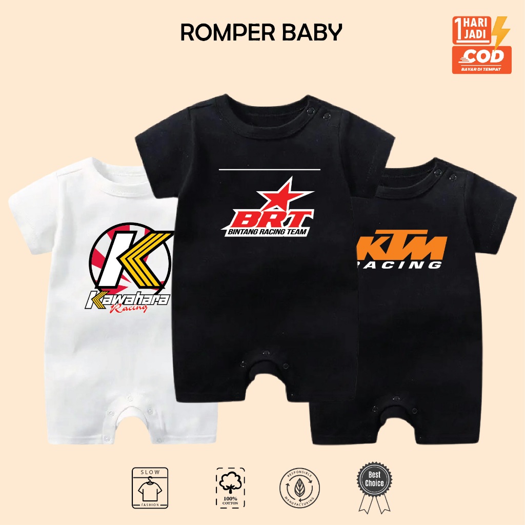Baju Bayi Jumper Romper BRT KAWAHARA KTM Kaos Motor Racing Anak Bahan Katun Usia Newborn 6-12 Bulan
