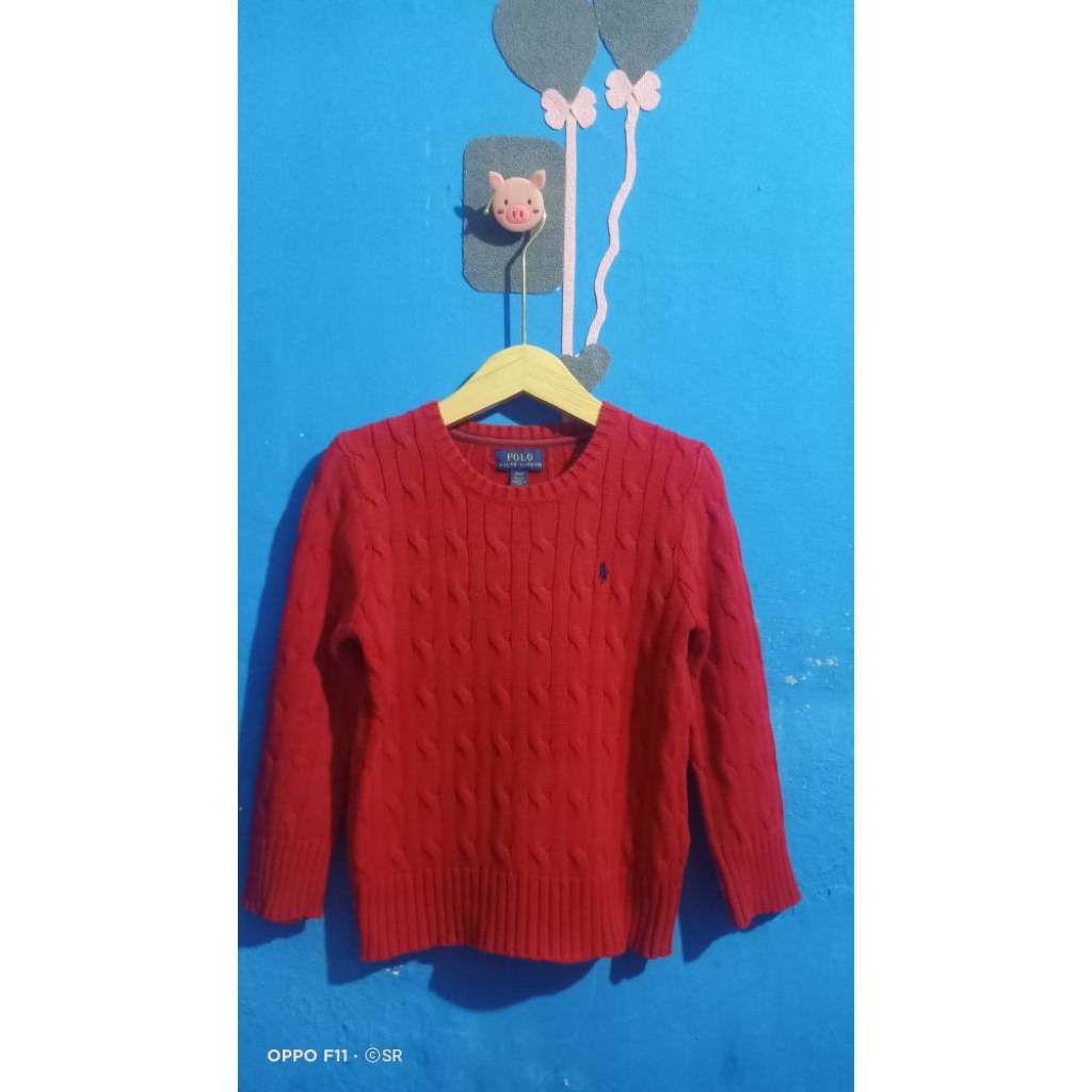 preloved sweater anak kepang rajut Ralph Lauren 3th